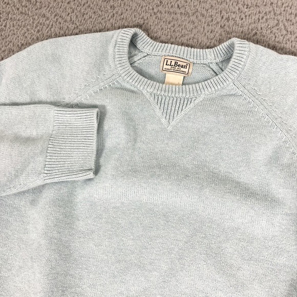 L.L. Bean Other - LL Bean Sweater Mens Medium Light Blue Cotton‎ Cashmere Crewneck Knit Pullover